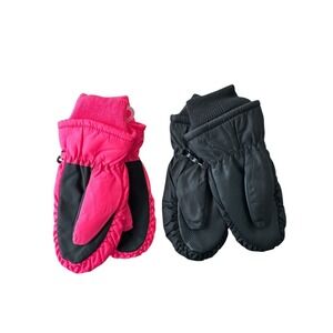 3M Thinsulate Kids Waterproof Ski Mittens Pink & Black Winter Snow Gloves NWT